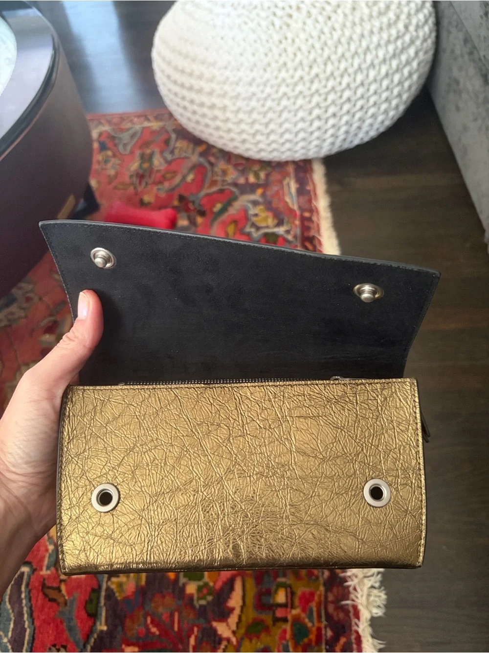 AllSaints Metallic Gold Leather Clutch